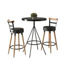 Ver imagem 2 de Conjunto 1 Mesa Bistrô Tampo Madeira Maciça Redondo 2 Banquetas Moscou