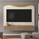 Ver imagem 7 de Painel para TV até 75 Polegadas com MDF 200cmx168cm Led Orgânico Lumiere Bege Carvalho/Off White