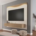 Ver imagem 1 de Painel para TV até 75 Polegadas com MDF 200cmx168cm Led Orgânico Lumiere Bege Carvalho/Off White