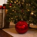 Ver imagem 2 de Bola de Natal Gigante Vermelha 20cm Tradicional Brilho Espelhado com Cordão para Pendurar