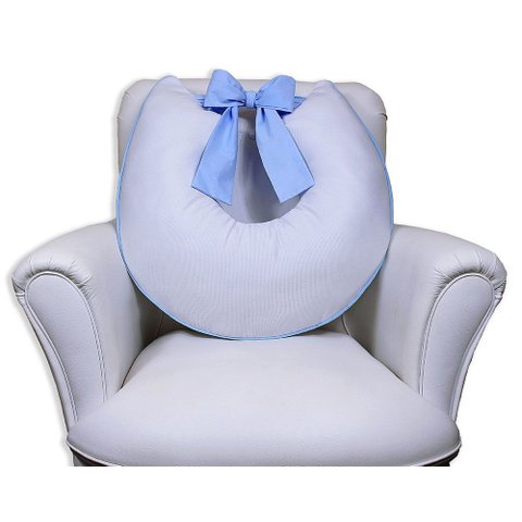 Almofada Amamentação com Laço - Branca com Azul