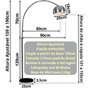 Ver imagem 6 de Luminária Piso Chão Coluna 190cm Ajustável Arco Mármore Gimpo Pf-06-bbs-12w + 1 Lâmpada 12w