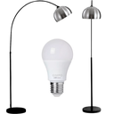 Ver imagem 1 de Luminária Piso Chão Coluna 190cm Ajustável Arco Mármore Gimpo Pf-06-bbs-12w + 1 Lâmpada 12w