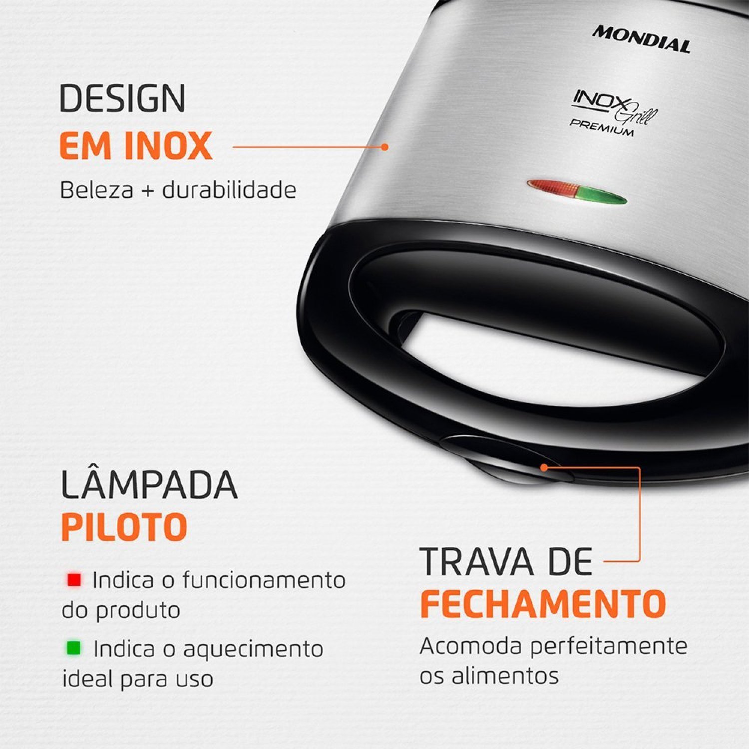 Grill e Sanduicheira Premium 800w 220v S-07 Mondial - 5