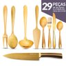 Kit Utensílios de Aço Inox Lovers Ouro 9 Peças Gourmet Mix - 1
