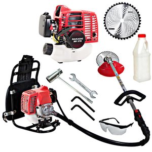 Roçadeira Costal Nakashi C270N 25,4cc 2T Com Lâmina de Vídia Ideal Para Cortes Rápidos e