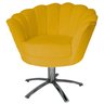 Poltrona Cadeira com Base Giratoria Cromado Pétala Suede Mostarda - 1
