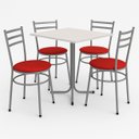 Ver imagem 1 de Conjunto Mesa Cinza 70x70cm Tampo Branco com 4 Cadeiras Epoxi
