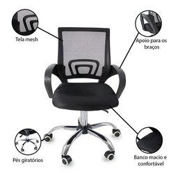 Kit 2 Cadeiras de Escritorio Begonia Tela Mesh Ergonomico - Preto - 2