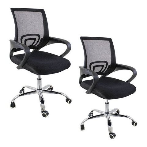 Kit 2 Cadeiras de Escritorio Begonia Tela Mesh Ergonomico - Preto