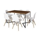 Ver imagem 6 de Mesa Jantar Industrial Retangular Amêndoa 137X90Cm Base V Ferro Preto C/6 Cadeiras Branca Ma
