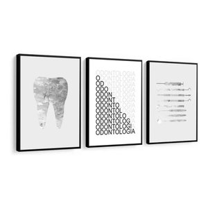 Kit 3 Quadros Decorativos Odontologia Dentista Consultório