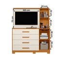 Ver imagem 3 de Cômoda Quarto com Painel para Tv Ilhabela 4 Gavetas 2 Portas Cinamomo/off White