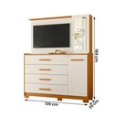 Ver imagem 4 de Cômoda Quarto com Painel para Tv Ilhabela 4 Gavetas 2 Portas Cinamomo/off White