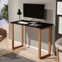 Mesa Escrivaninha para Estudo Pés em Madeira Bahamas 76 Preto - 1