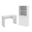 Ver imagem 1 de Escrivaninha e Armário para Escritório Mesa de Computador Faroé 2 Portas 2 Gavetas MDP 120cm