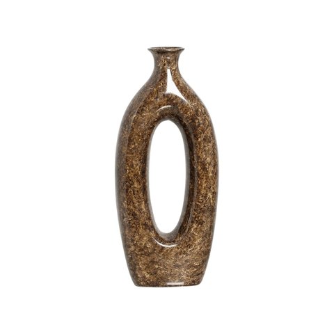 Vaso Decorativo de Mesa Marrom Decoração de Sala Taj Petra 47x21x8,5 cm