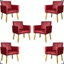 Ver imagem 1 de Kit 6 Poltronas Decorativa para Sala Recepção Consultório Nina Corino Cores Pé Palito 30 Cm Castanho