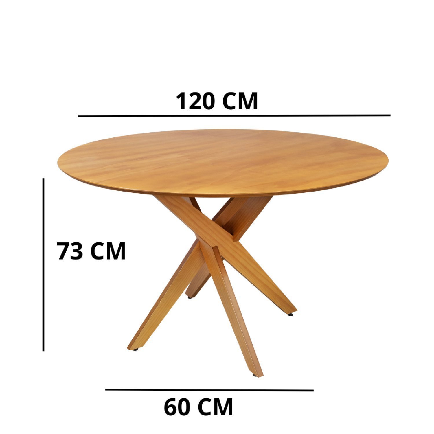 Mesa de Jantar Redonda Madeira Maciça  4 Lugares 120cm Lisboa - 4