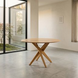 Mesa de Jantar Redonda Madeira Maciça  4 Lugares 120cm Lisboa - 1