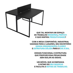 Estação de Trabalho Escritório 2 Lugares Industrial Netmobil - Preto - 7