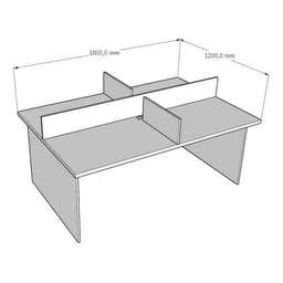Plataforma Trabalho Call Center Escritor 4 Lugares 1.80x1,20 Atacadao Moveis Escritorio - 4