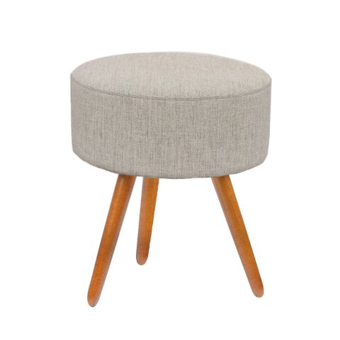 Puf Puff Para Sala Pé Palito Várias Cores 50 Cm Linho Cor:Linho Cinza Claro