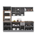 Ver imagem 4 de Cozinha Modulada 5 Peças Torre Quente 2 Balcões com Tampo 2 Aéreos 100% MDF com Rodapé Bari Cinza/Titanio Fosco