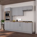 Ver imagem 1 de Cozinha Modulada 5 Peças Torre Quente 2 Balcões com Tampo 2 Aéreos 100% MDF com Rodapé Bari Cinza/Titanio Fosco