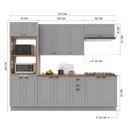 Ver imagem 3 de Cozinha Modulada 5 Peças Torre Quente 2 Balcões com Tampo 2 Aéreos 100% MDF com Rodapé Bari Cinza/Titanio Fosco