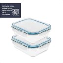 Ver imagem 1 de Kit 2 Potes Herméticos Retangulares Marmita de Vidro 330 Ml