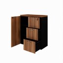 Ver imagem 2 de Armário Escritório Baixo Arquivo 1 Porta 3 Gavetas Credenza Espresso Móveis