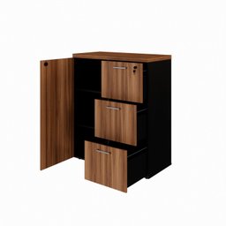 Armário Escritório Baixo Arquivo 1 Porta 3 Gavetas Credenza Espresso Móveis - 2