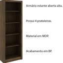 Ver imagem 3 de Armário Estante Alto para Escritório Home Office ME4104 MDP Nogal - Gran Belo