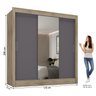 Guarda-Roupa Casal 3 Portas de Correr com Espelho Jequitibá Yescasa  - 4