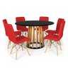 Conjunto Mesa de Jantar Talia Amadeirada Preta 120cm com 6 Cadeiras Eiffel Gomos - Vermelho - 1
