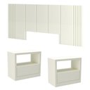 Ver imagem 5 de Kit Cabeceira Casal Ripado Painel MDF Off White com 2 Mesas Dalla Costa Móveis