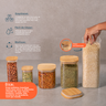KIT DE POTE HERMÉTICO DE VIDRO QUADRADO COM TAMPA DE BAMBU 5 PEÇAS - OIKOS - 2