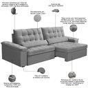 Ver imagem 3 de Sofá Retrátil Reclinável para Sala 4 Lugares 290cm Maresi F04 Veludo Cinza Claro - Lyam Decor