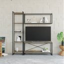 Ver imagem 1 de Estante para TV até 50 Polegadas 1 Nicho Aéreo 1 Estante Estilo Industrial Active Yescasa Marrom