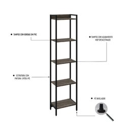 Estante para TV até 50 Polegadas 1 Nicho Aéreo 1 Estante Estilo Industrial Active Yescasa - 18