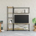 Ver imagem 1 de Estante para TV até 50 Polegadas 1 Nicho Aéreo 1 Estante Estilo Industrial Active Yescasa Marrom