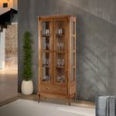 Ver imagem 2 de Cristaleira Madeira Maciça 2 Portas 1 Gaveta Pés Luis Xv 60303 Linz Móveis - Imbuia Glazer