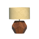 Ver imagem 1 de Abajur de Mesa Facetado 52x40cm Cúpula Algodão Crú e Madeira - Imbuia