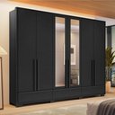 Ver imagem 1 de Guarda Roupa Casal 6 Portas 3 Gavetas NT6035 com Espelho Preto Tx Notável Móveis