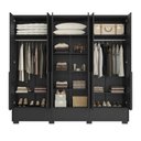 Ver imagem 3 de Guarda Roupa Casal 6 Portas 3 Gavetas NT6035 com Espelho Preto Tx Notável Móveis