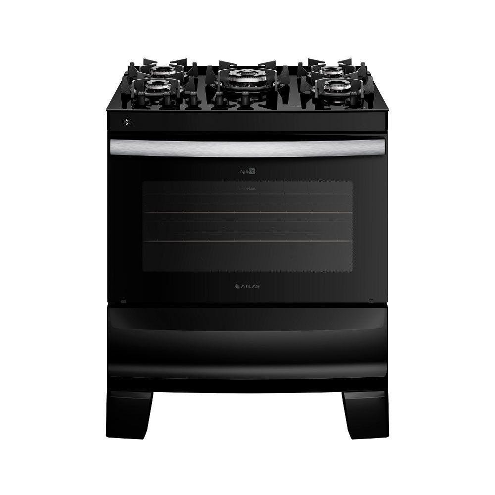 Fogão 5 Bocas Agile Up com Mesa de Vidro Atlas Preto Bivolt - 1