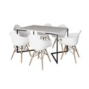Ver imagem 6 de Mesa Jantar Industrial Branca Retangular 137X90Cm Base V Ferro Preto Com 6 Poltronas Br Cor: Branco