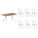 Ver imagem 1 de Conjunto: Mesa de Cozinha 1556 Aço 136cm + 6 Cadeiras 1700 Prata/Freijo - Prata/Corano Branco -