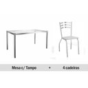 Ver imagem 3 de Sala de Jantar Completa Reno c/ Tampo Vidro 150cm + 4 Cadeiras Portugal Cromado/Courano Branco -